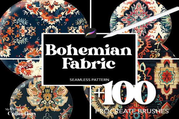 100 Procreate Bohemian Fabric Brushes