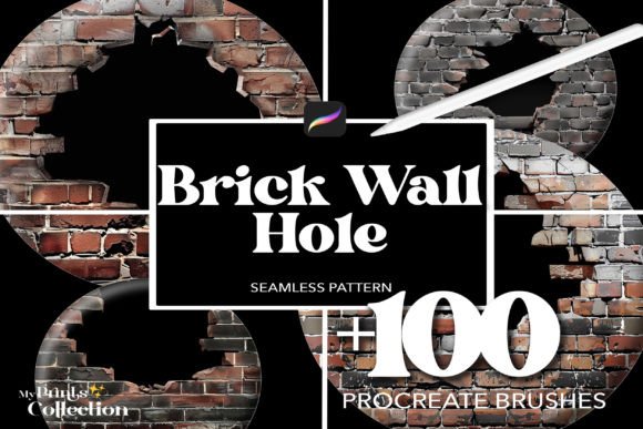 100 Procreate Brick Wall Hole Brushes