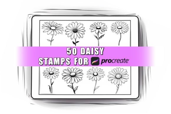 50 Daisy Procreate Stamps Brushes for Creative Design Projects