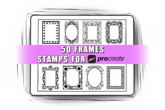 50 Frames Procreate Stamps Brushes for Creative Designers
