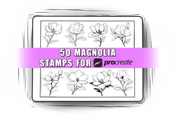 50 Magnolia Procreate Stamps Brushes