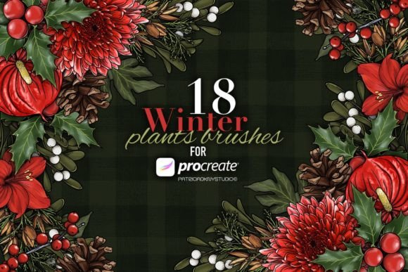 Creating Christmas Winter-Themed Botanical Art with Procreate Winter Plant Brushes