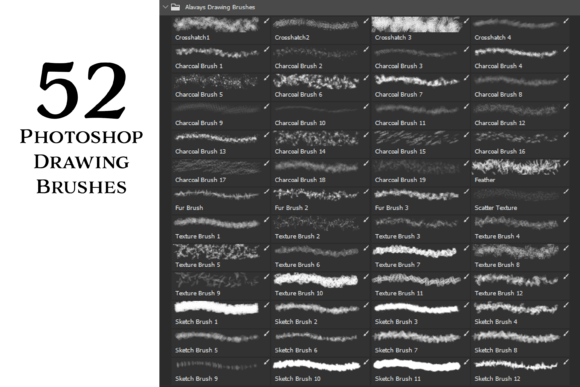 Mastering Digital Artistry with the Photoshop Drawing Brushes Set of 52